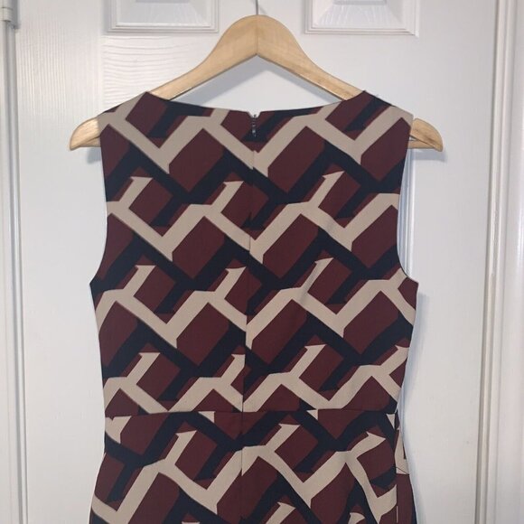 Lulus Dina Burgundy Square Neck Abstract Print Sleeveless Mini Dress Size Medium - Picture 5 of 9